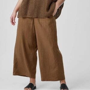 NWOT Anthropologie Eileen Fisher Organic Linen Wide Trouser Pant Size Large